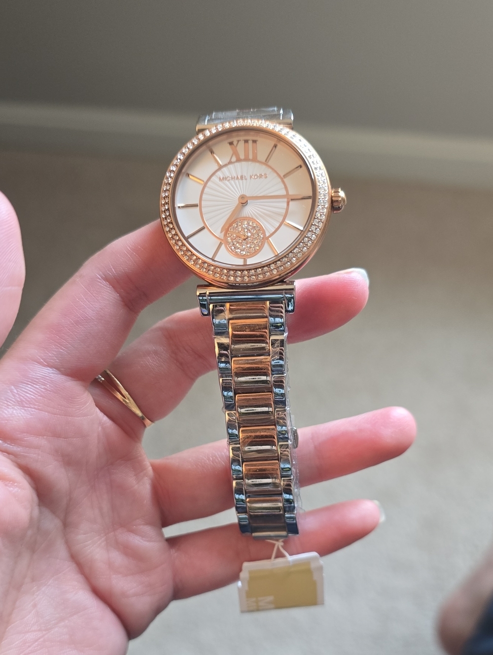 Michael Kors Two-Tone Rose Gold and Silver Crystal Accent Women's Watch
